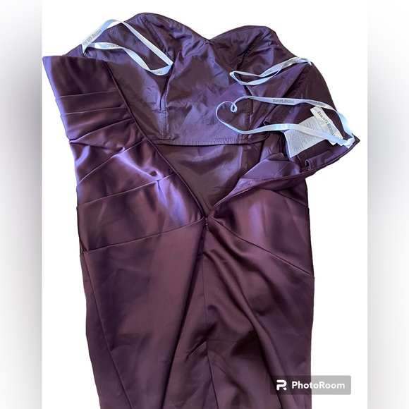 DAVID'S BRIDAL short stretch satin dress with sweetheart neckline size 2 purple - Picture 5 of 6